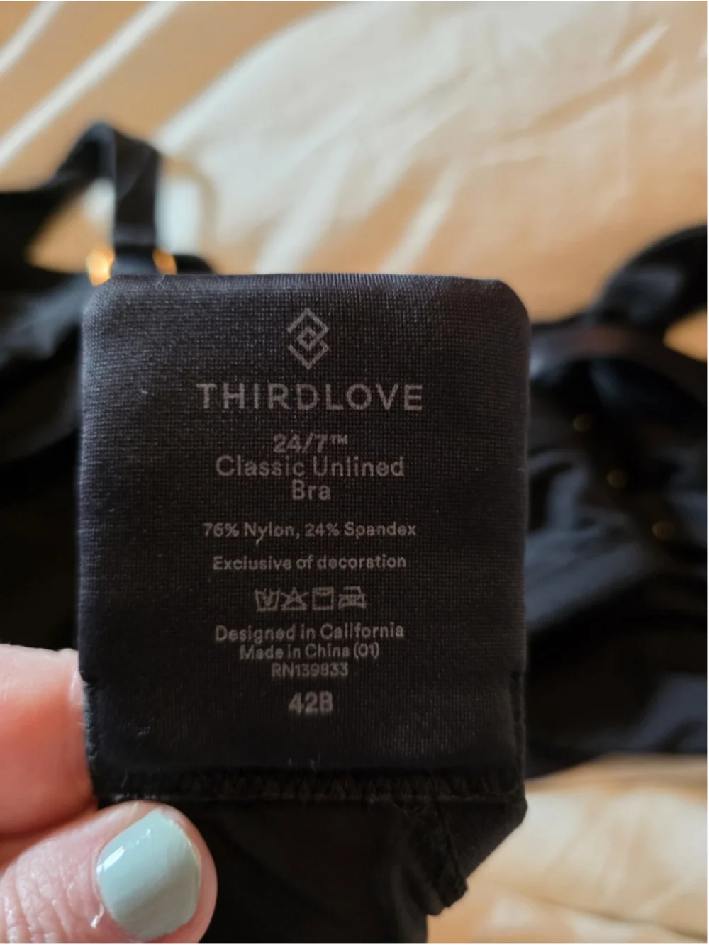 WOMEN PLUS Thirdlove Classic Second Skin Unlined Bra 42B Black Microfiber Wired